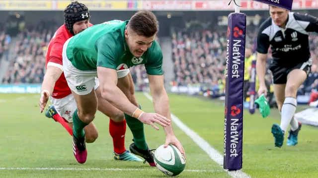 Winger Jacob Stockdale scored his seventh try in seven matches for Ireland