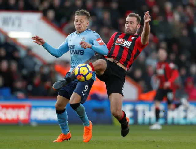 Dwight Gayle and Steve Cook