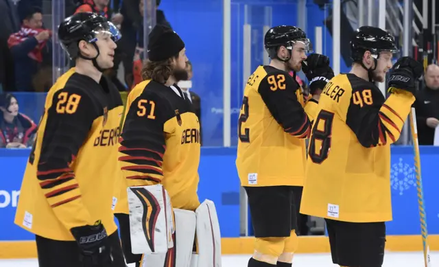 Germany watch as OAR celebrate gold in the men's ice hockey