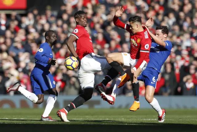 Paul Pogba and Alexis Sanchez challenge