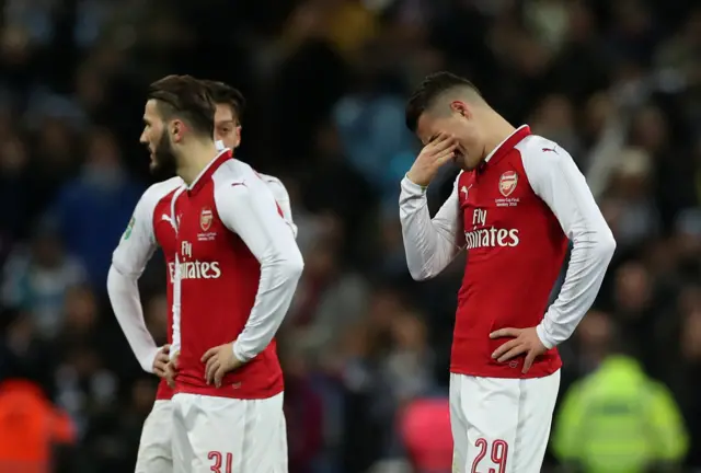 Arsenal players looking dejected