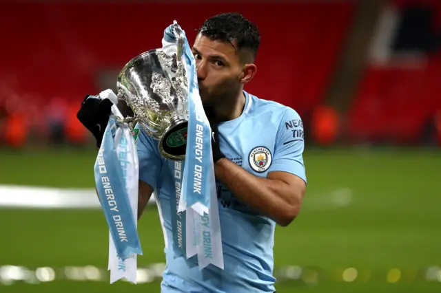 Sergio Aguero with cup