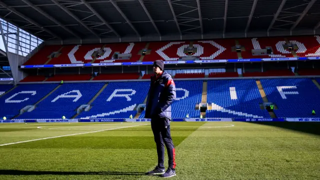 Aden Flint at the Cardiff City Stadium