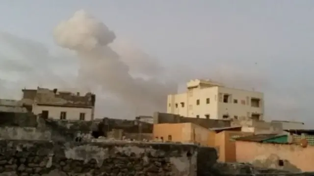 Plume of smoke rises in Mogadishu after attack