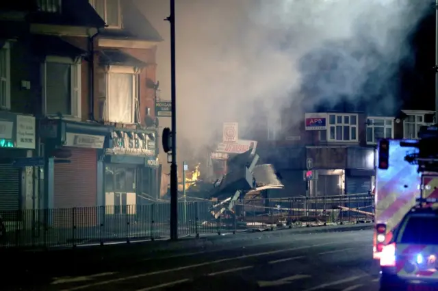 Collapsed building in Hinckley Road