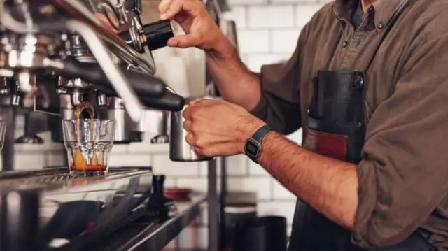 Man making espresso