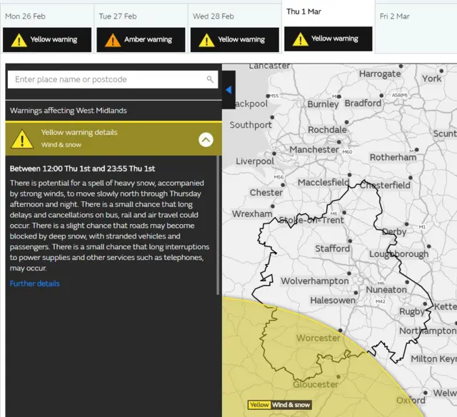 Weather warning map