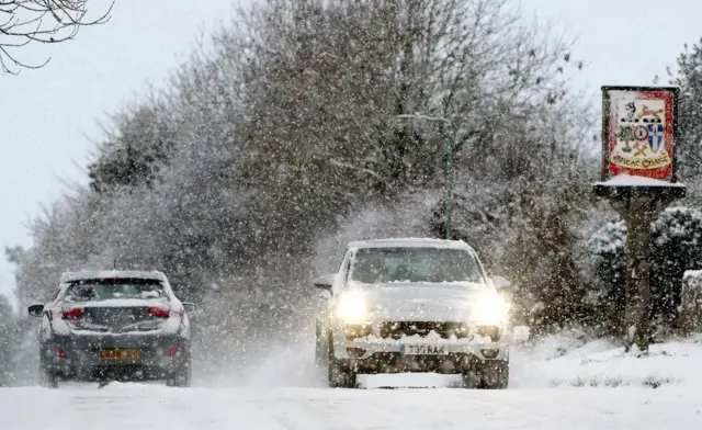 Cars in snow