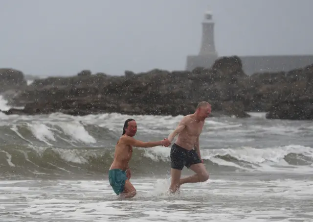 Two men in sea