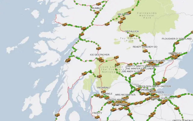 Traffic Scotland's Gritter Tracker map