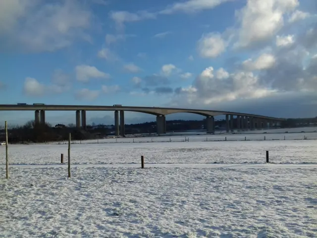 Orwell Bridge in the snow