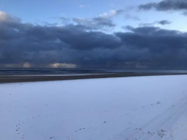 Redcar beach in the snow