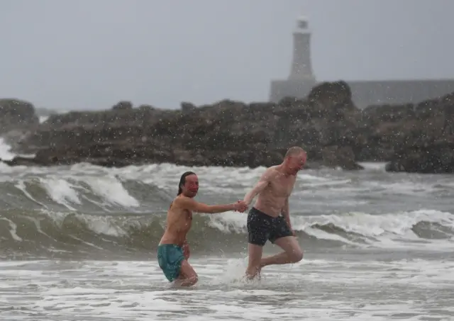 In the sea at Tynemouth