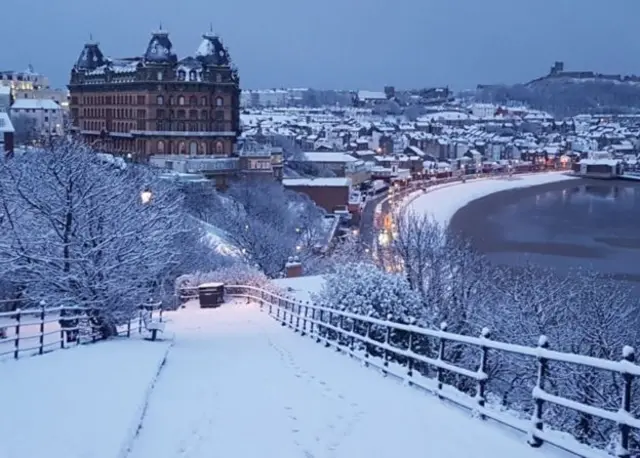 The hill leading down to The Grand Hotel in Scarborough resembled a ski slope