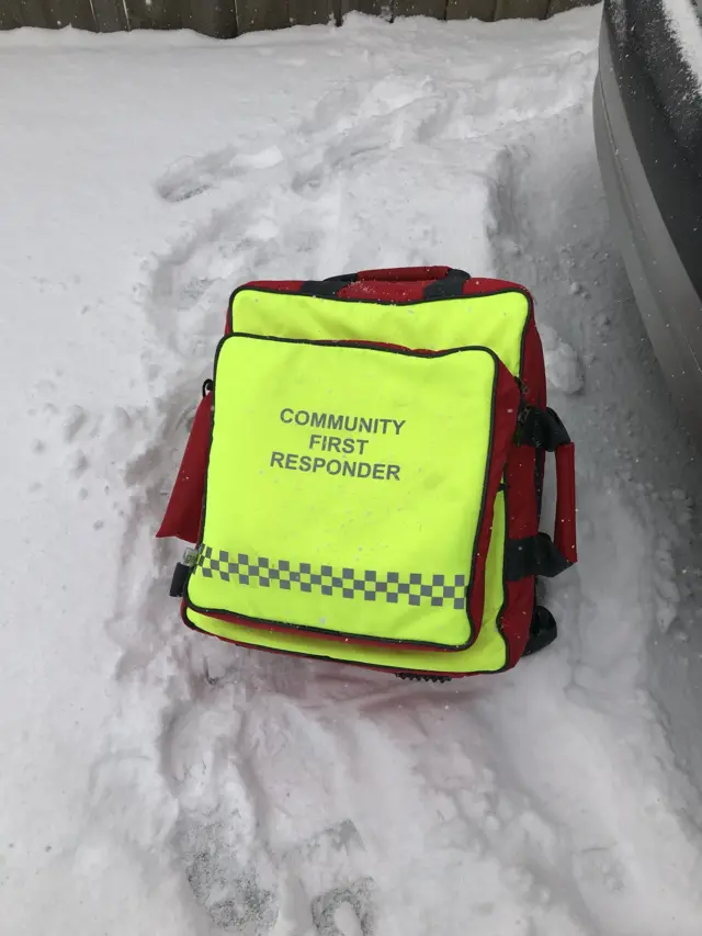 Community First Responder bag in snow