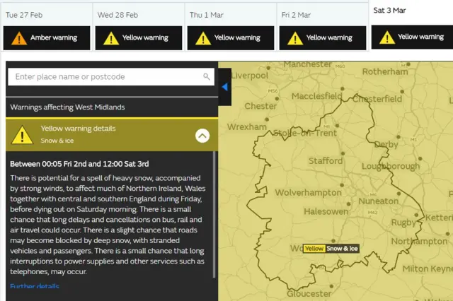 Weather warning map