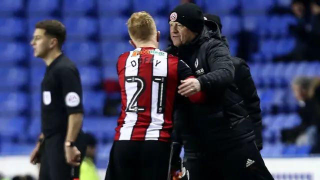 Mark Duffy celebrates his goal with Sheffield United boss Chris Wilder