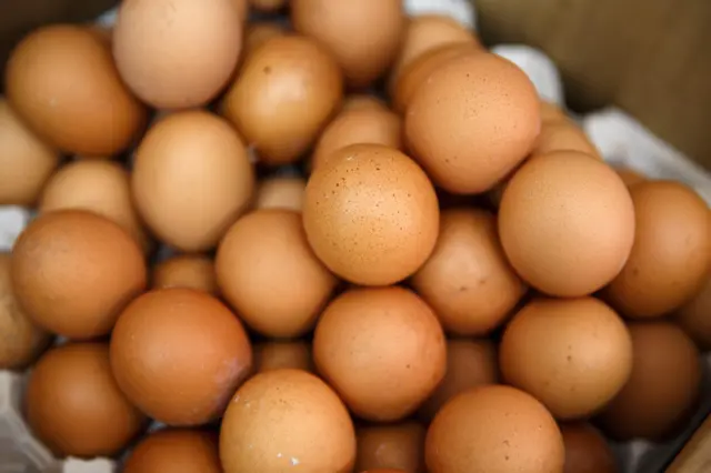 Chicken eggs are seen for sale at a local grocery shop in Hong Kong on August 12, 2017