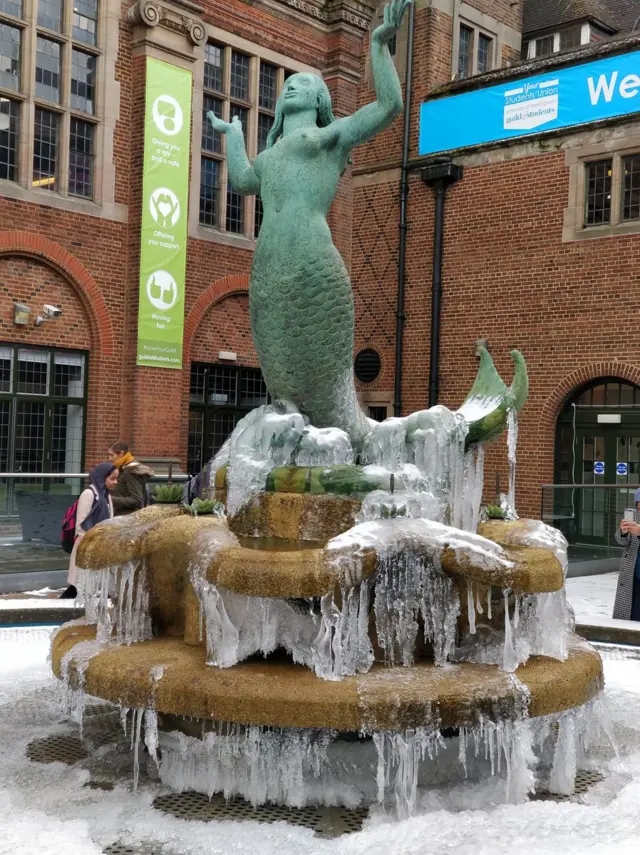 The mermaid fountain at the University of Birmingham