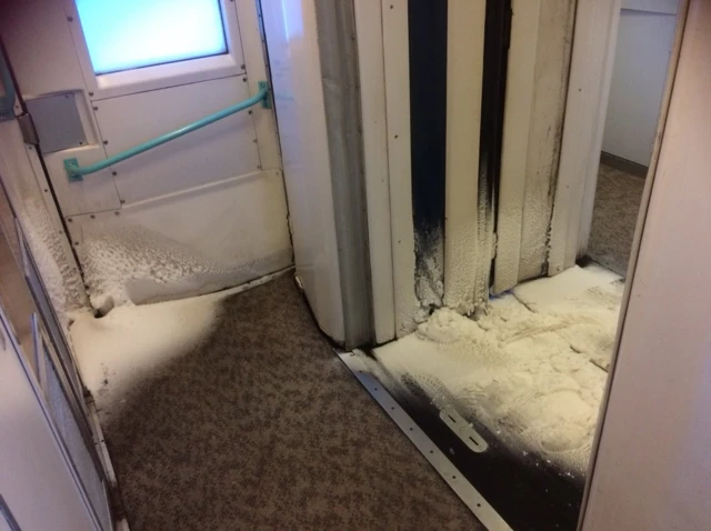 Snow inside train