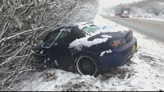 Car crashed on A75 at Kinmount between Annan and Dumfries