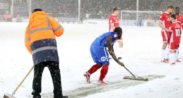 Peterborough United in the snow