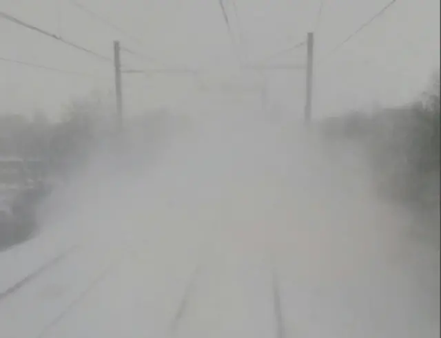 Snow on the rail line