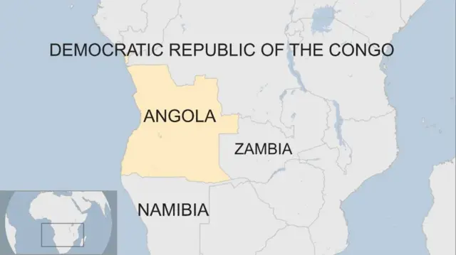 A map showing Angola