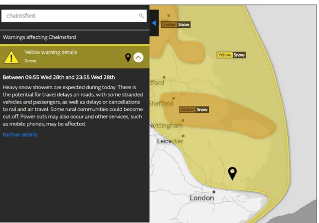 Met Office map for Essex