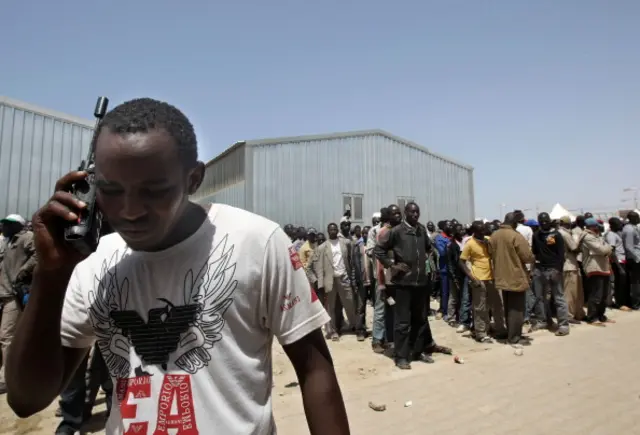 Migrants at a detention centre