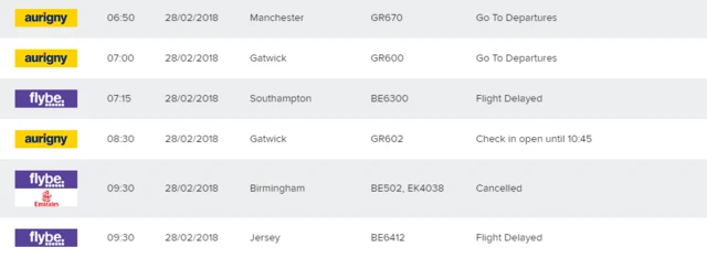 Guernsey airport arrivals board