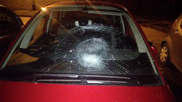 Smashed car windscreen