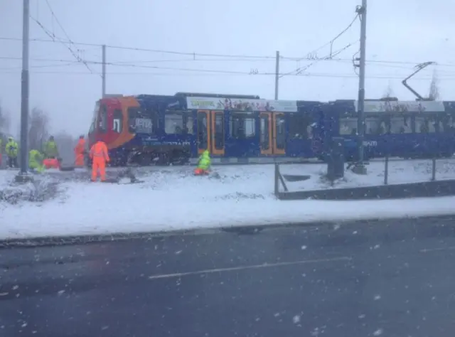 Tram derails