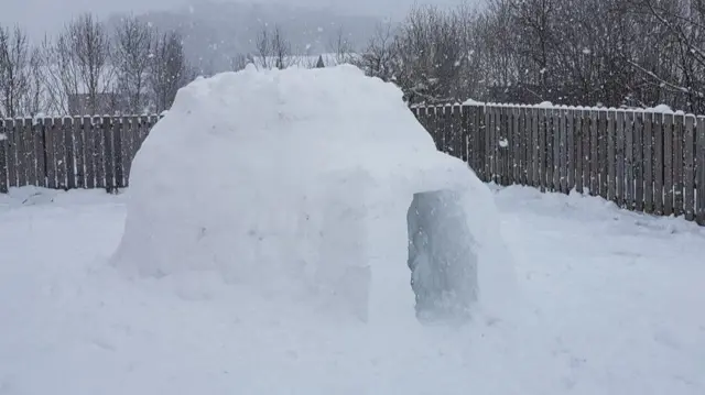 An igloo built in Tweedbank on the Scottish borders.