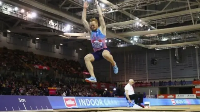 Greg Rutherford at the Indoor Grand Prix in Glasgow on Sunday