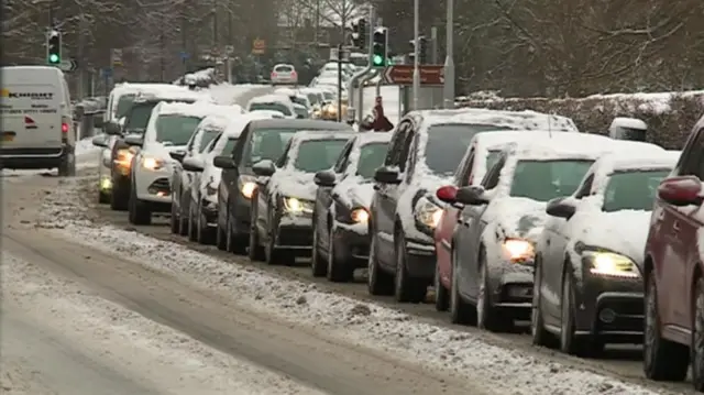 Cars queuing in Stockton