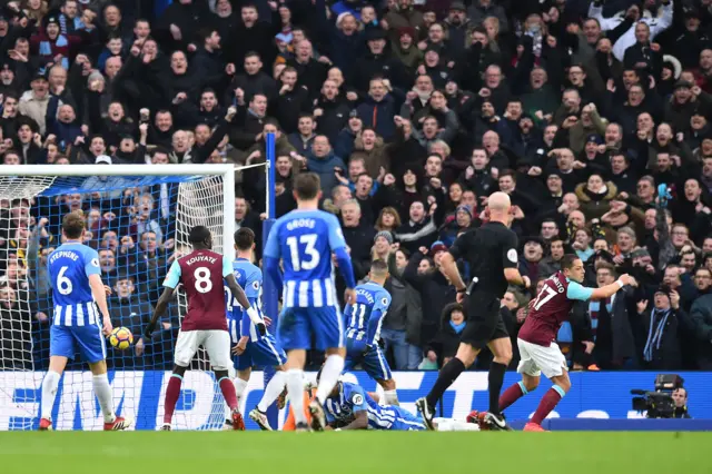 Javier Hernandez scores for West Ham