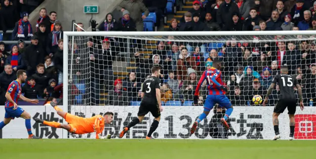 Christian Benteke misses a chance