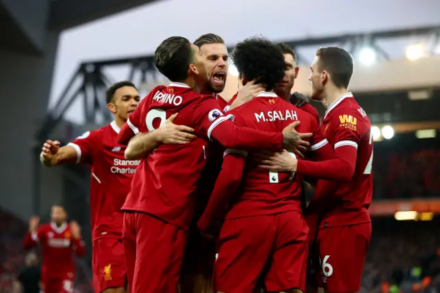 Liverpool celebrate scoring