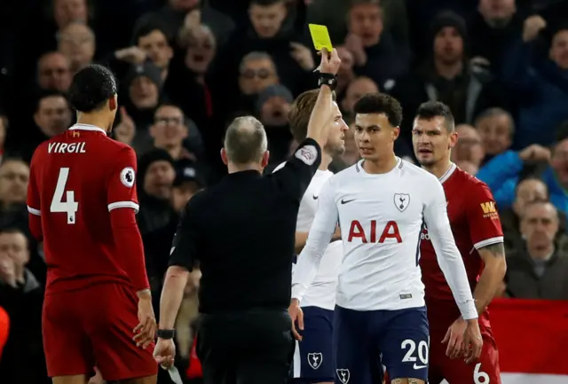 Dele Alli is booked for diving