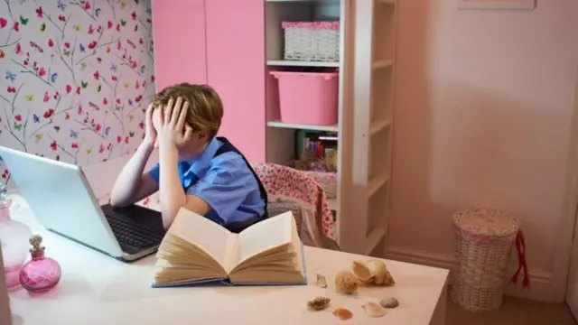 School pupil on laptop