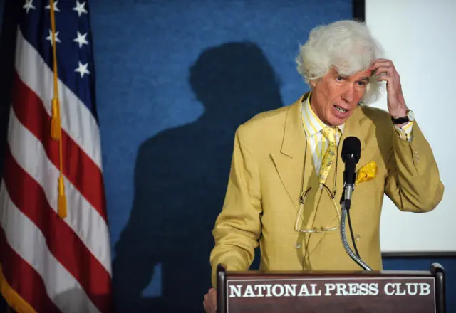 Dr. Esmond Martin of Care for the Wild International holds a news conference at the National Press Club to release the 'Wild Ivory Report' which 'identifies the US as one of the world's leading ivory markets' on May 5, 2008 in Washington, DC.