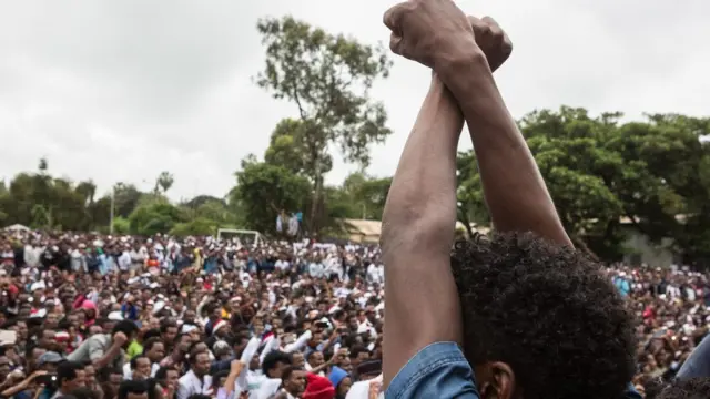 Anti-government protesters in Ethiopia. File photo