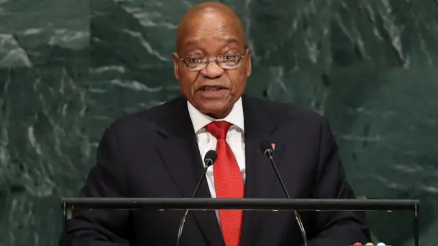 Jacob Zuma, President of South Africa, addresses the UN General Assembly in New York City. Photo: September 2017