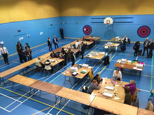 Scene before the count starts in Connah's Quay