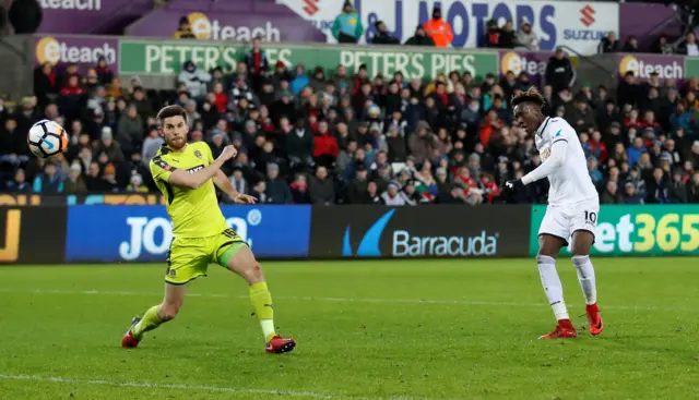 Tammy Abraham scores Swansea's fourth goal