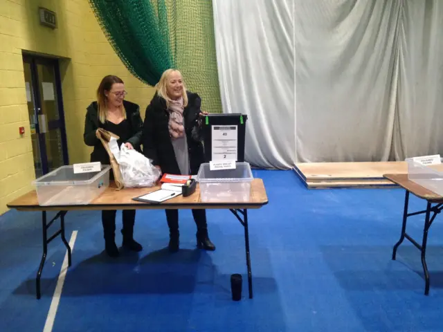 The first ballot box arriving at the count