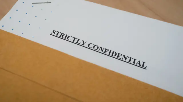 A document that reads: Strictly confidential