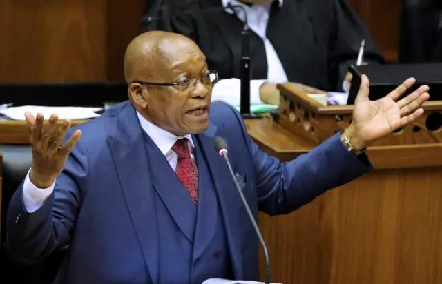 President Jacob Zuma gestures as he addresses parliament in Cape Town, South Africa, November 2, 2017