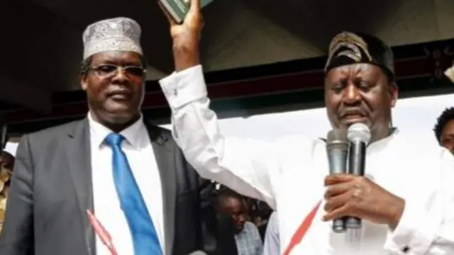 Miguna Miguna and Raila Odinga on 30 January 2018